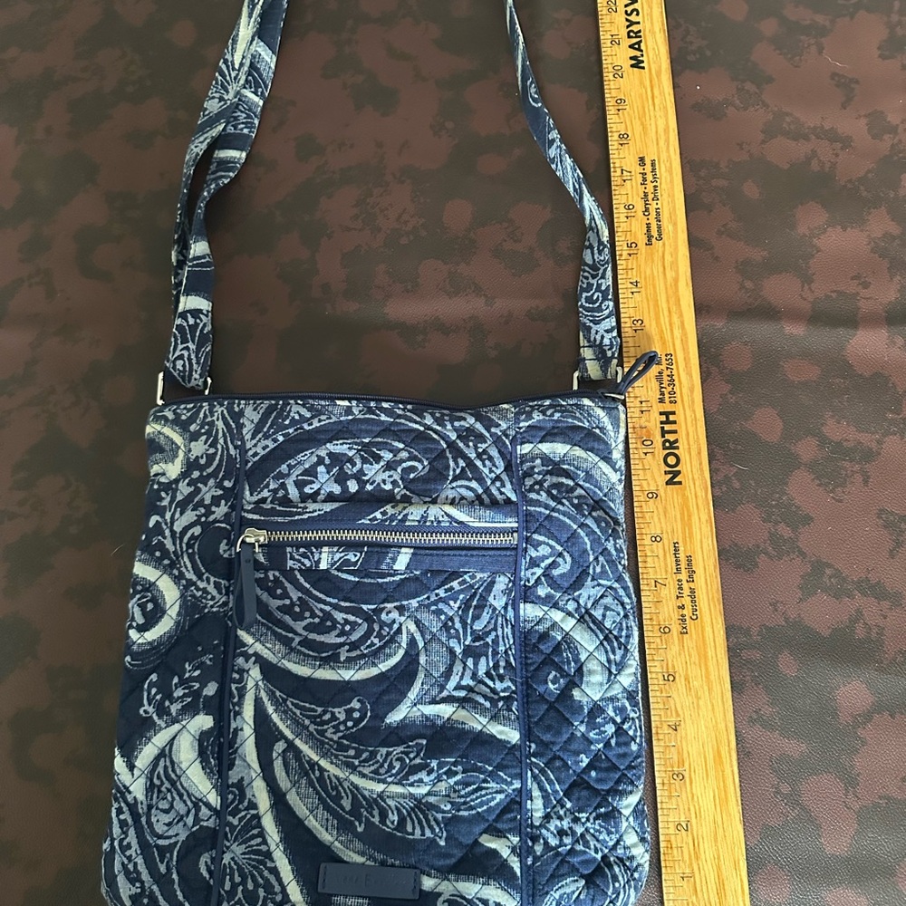 Blue Patterned Quilted Shoulder Bag
